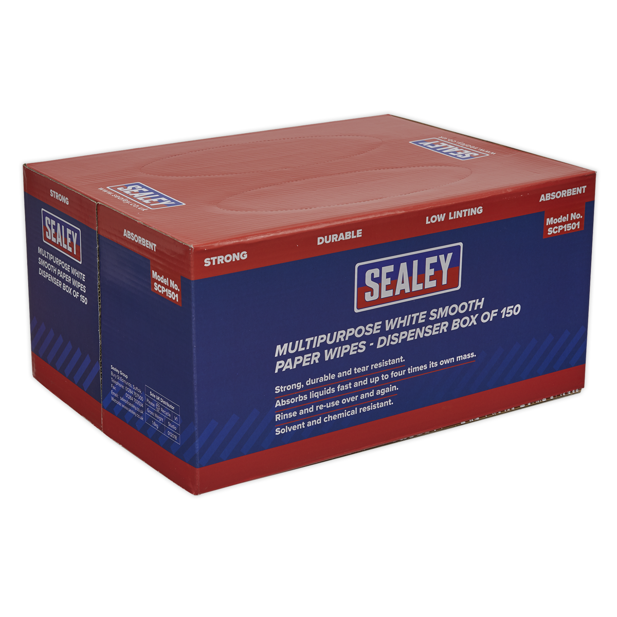 Multipurpose Paper Wipes in Dispenser Box – Smooth White 73gsm 150 Sheets