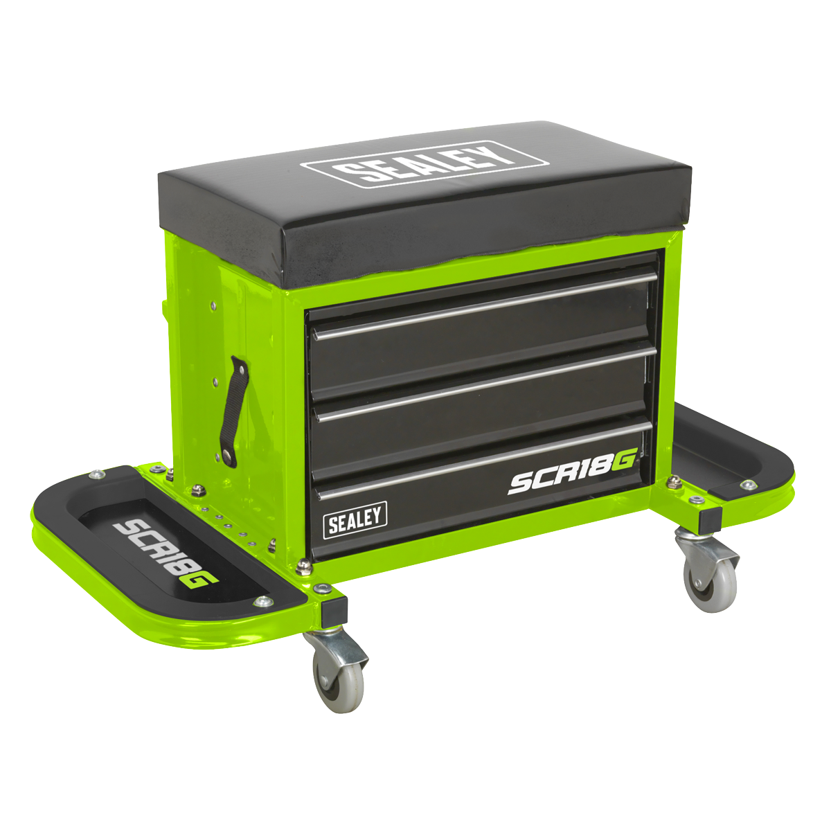 Mechanic’s Utility Seat & Toolbox – Hi-Vis Green