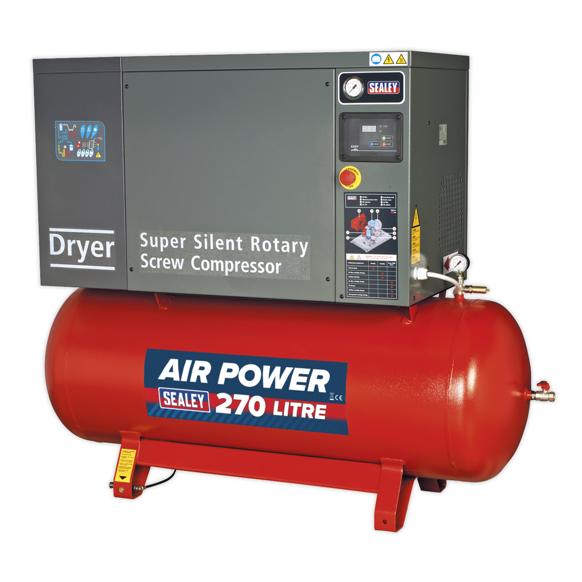 Screw Air Compressor 270L 10hp 3ph Low Noise with Dryer
