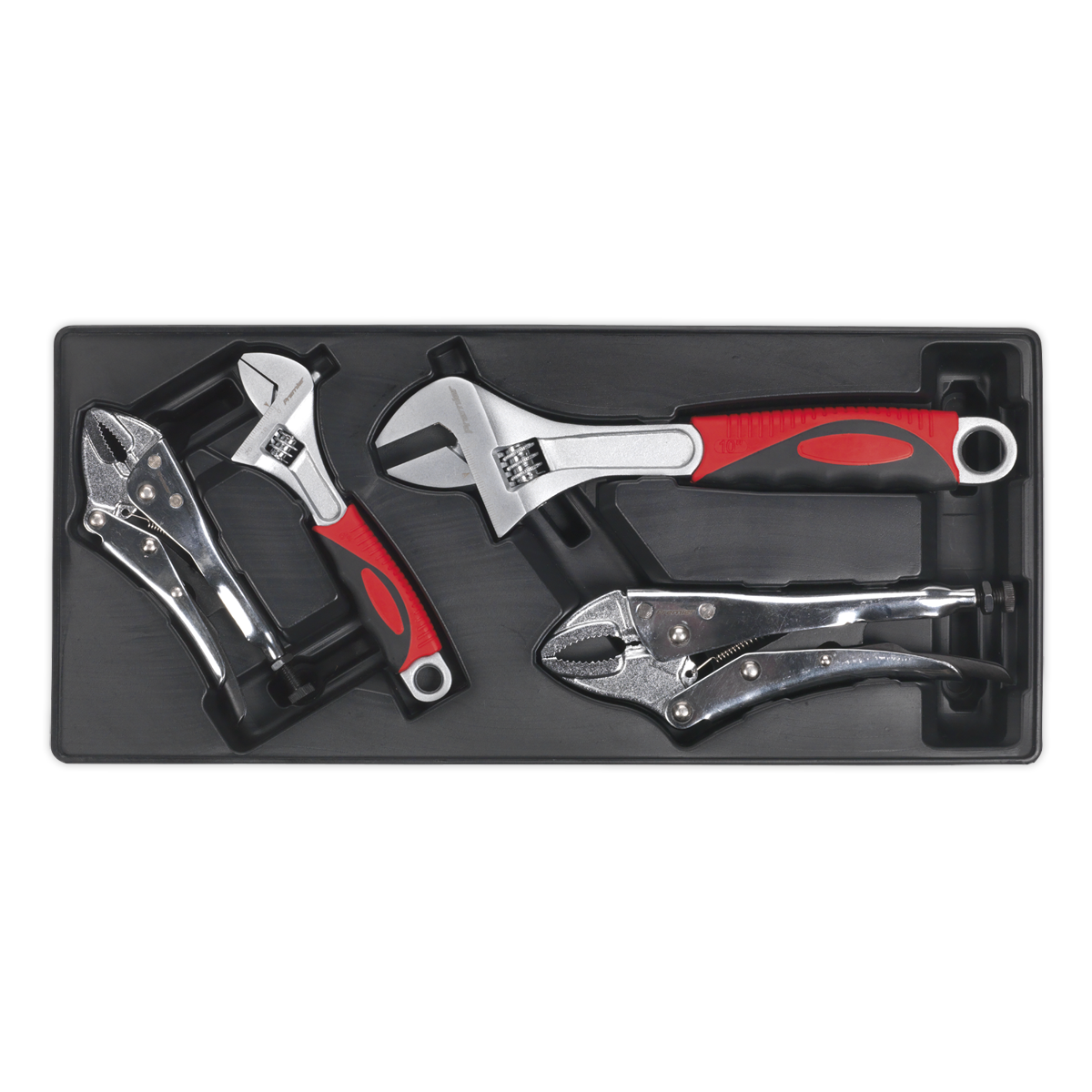 Tool Tray with Locking Pliers & Adjustable Wrench Set 4pc