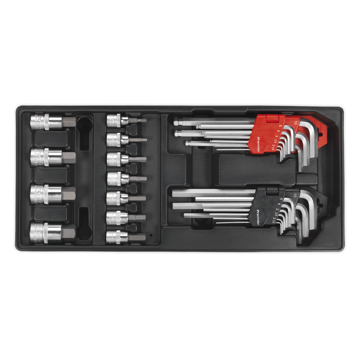 Tool Tray with Hex/Ball-End Hex Keys & Socket Bit Set 29pc