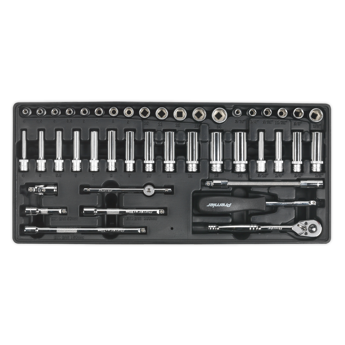 Tool Tray with Socket Set 43pc 1/4″Sq Drive