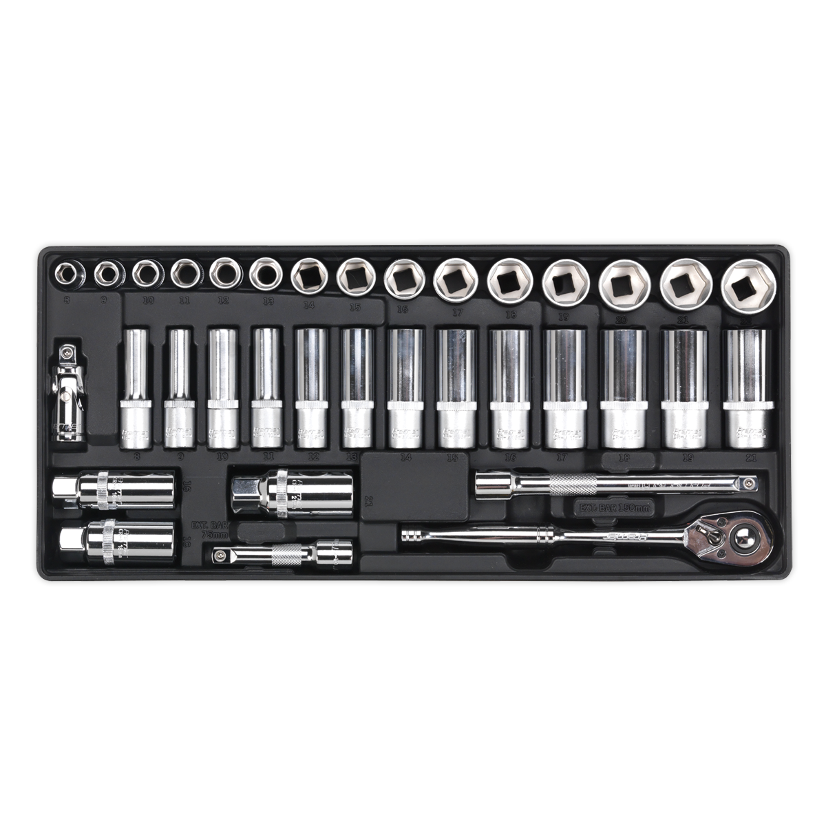 Tool Tray with Socket Set 35pc 3/8″Sq Drive