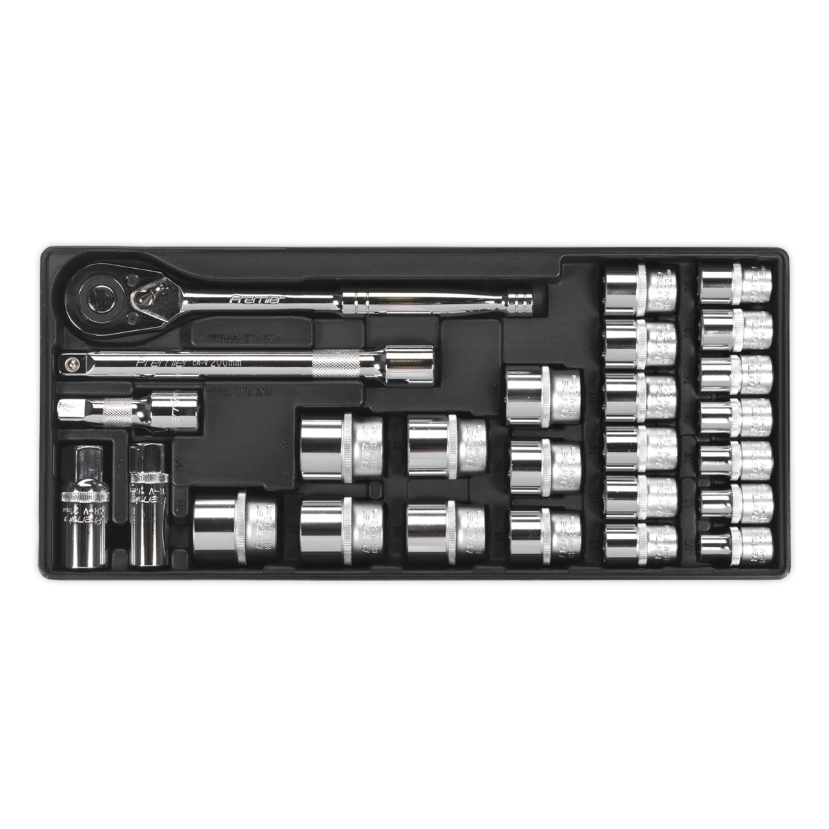 Tool Tray with Socket Set 26pc 1/2″Sq Drive