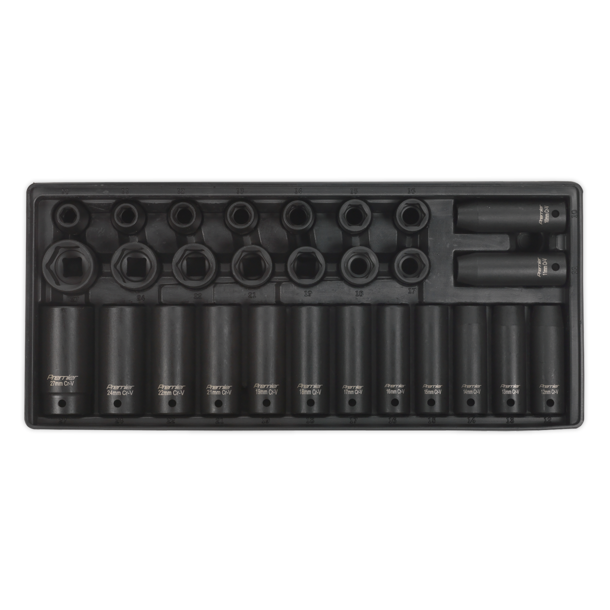 Tool Tray with Impact Socket Set 28pc 1/2″Sq Drive – Metric